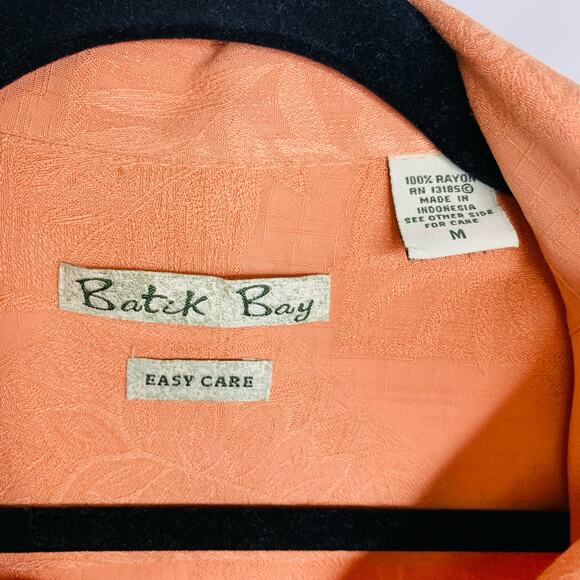Batik Bay Orange Hawaiian Shirt Sz Medium 100% Rayon - Picture 3 of 4